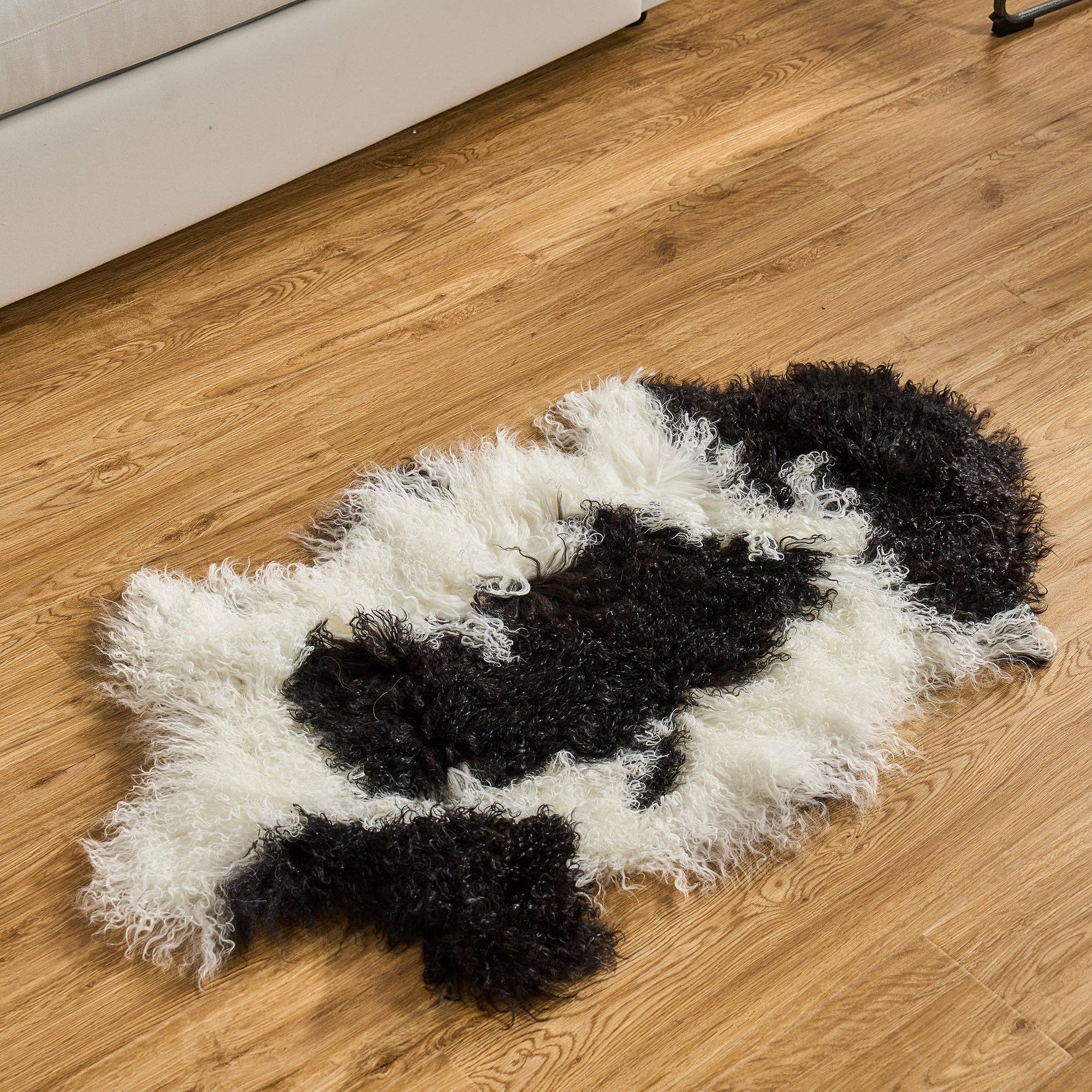 HUIRESOURCE - Vente Plaids - Fourrure d'agneau mongol avec poils naturellement bouclés en couleur mélangée4