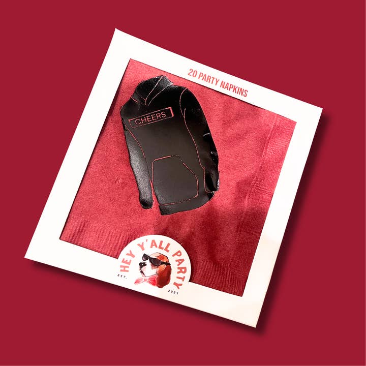 "Cheers" Black Foil Cocktail Napkins | Black Hoodie Alabama for wholesale by Hey Y'all Party