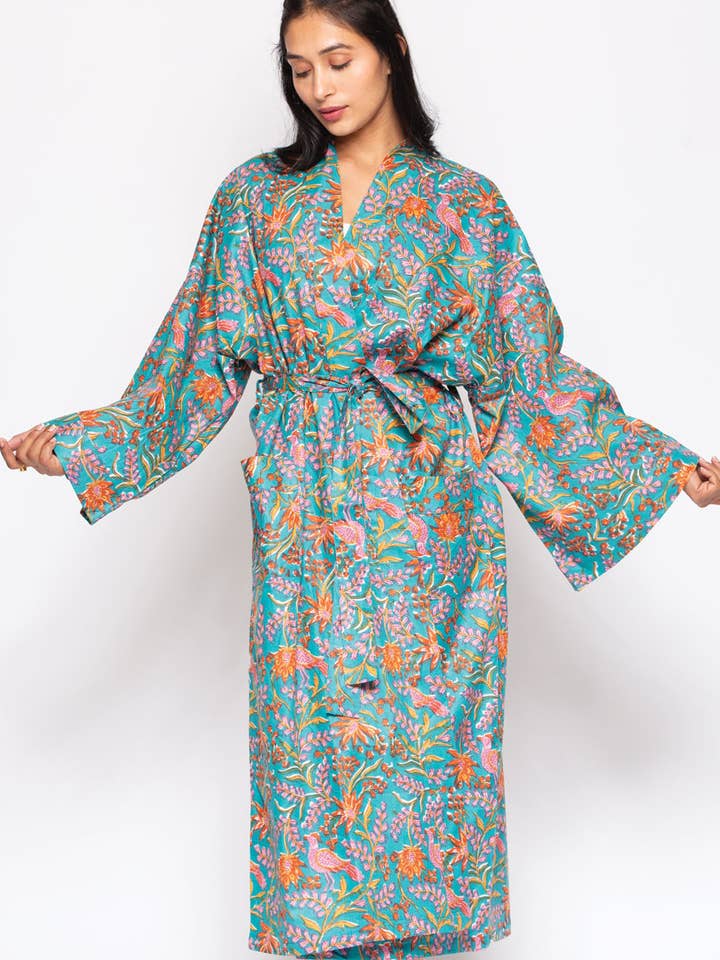 Sevya Handmade - Wholesale Robe - Women's - Reva Block Print Kimono Robes