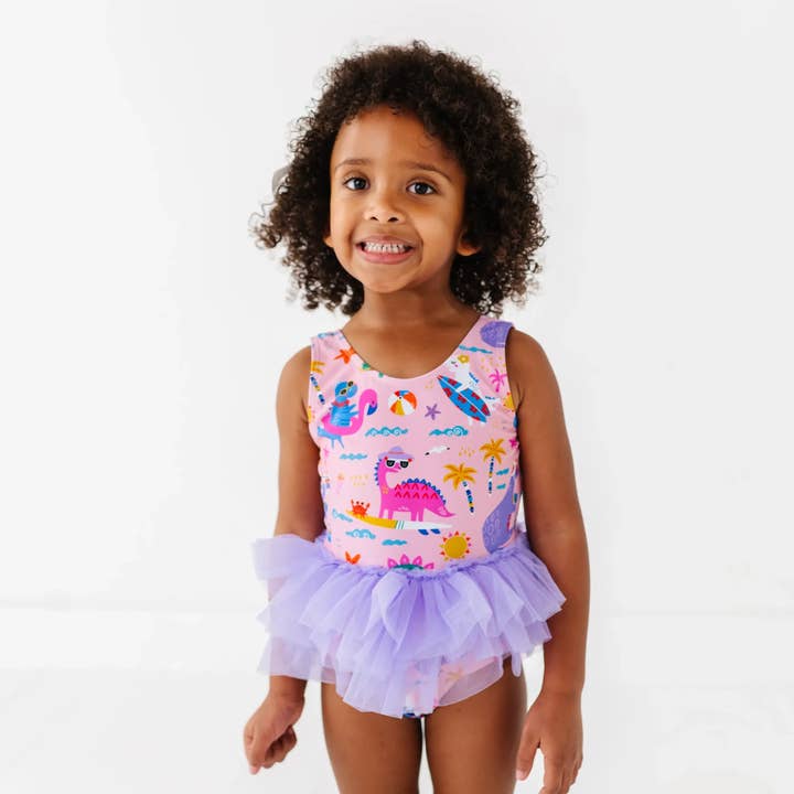 Kiki + Lulu - Wholesale One Piece Swimsuit - Kids - Pink Dino Girls Swimsuit With Tutu13