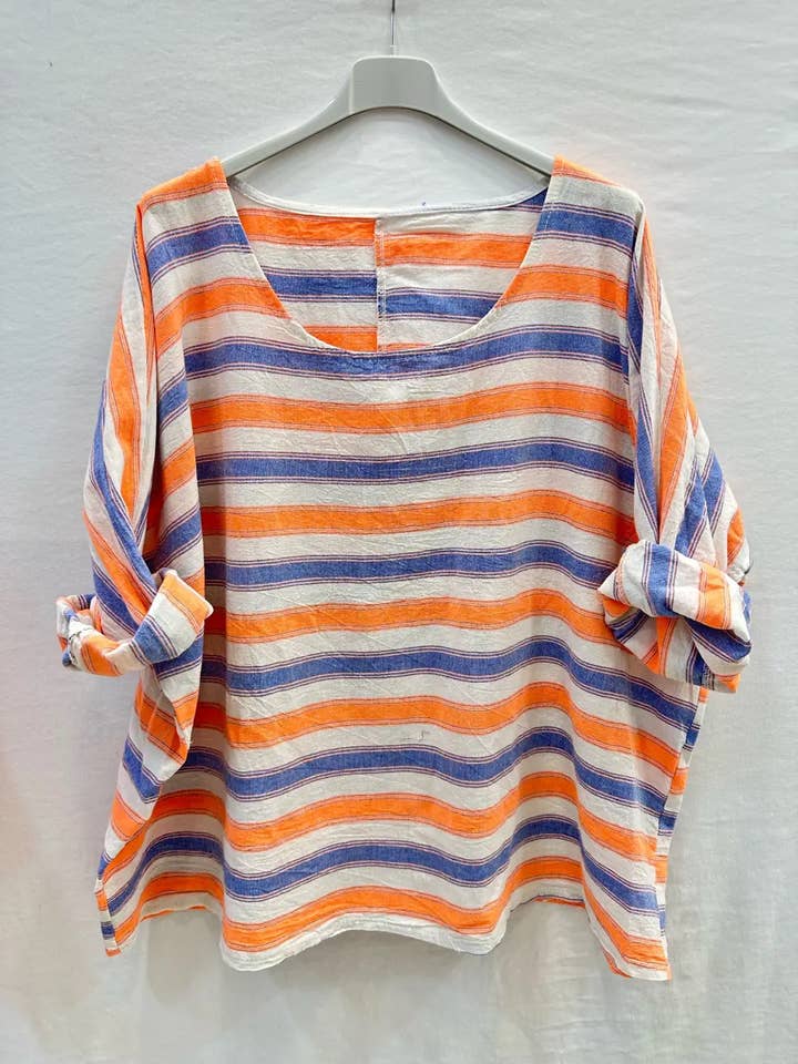 Mimi & Gogo - Wholesale T-Shirt - Women's - Oversized Multi Striped Top @11012_HMultiR5