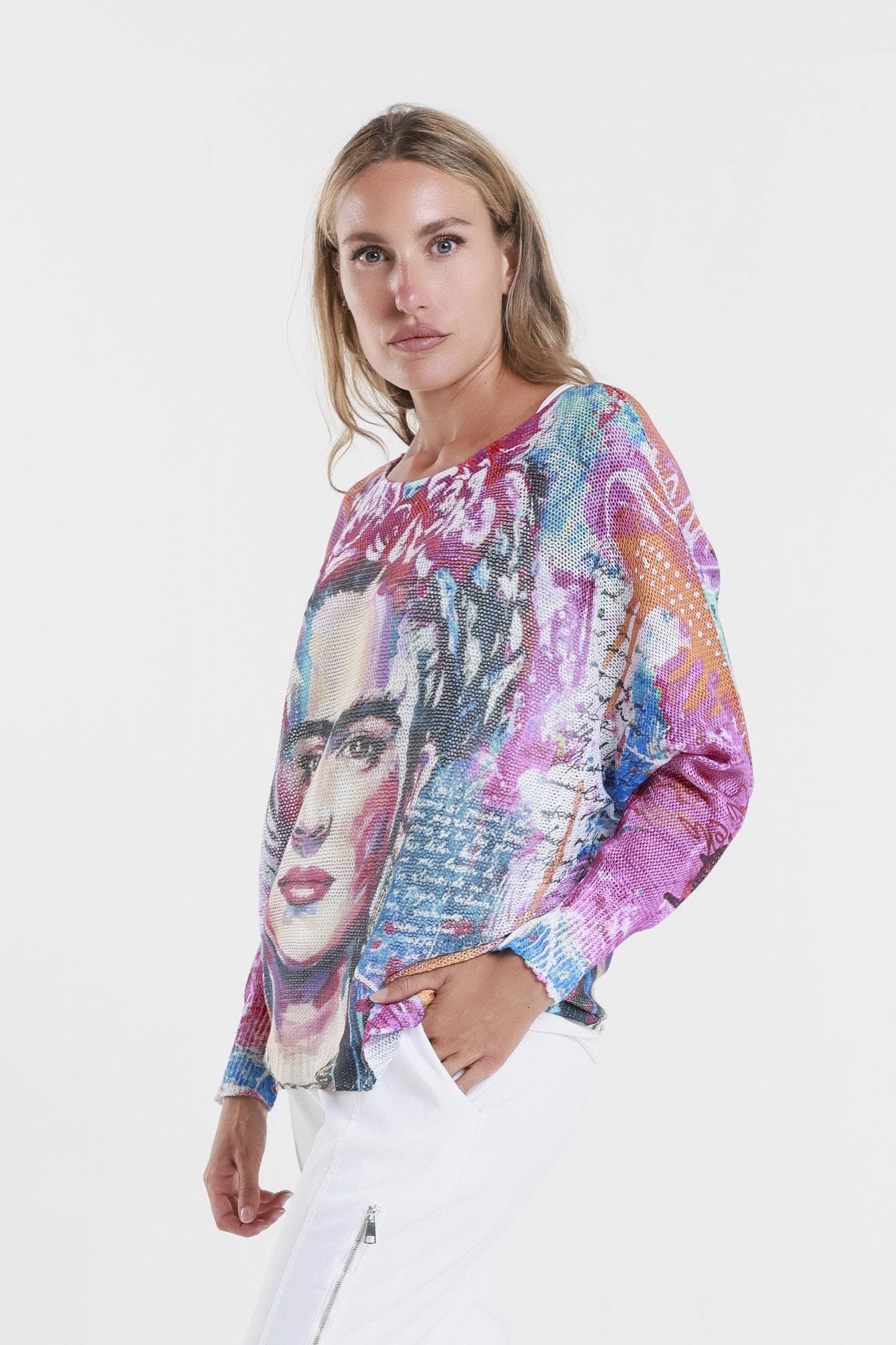 TINA Stephens Italy/Tees By Tina - Wholesale Blouse - Women's - Frida Danielle LS Batwing Open Knit Sweater (BLS424R)2