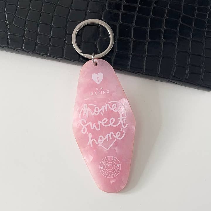 Dolly’s Doodles - Vente Porte-clés – femme - Porte-clés Motel en marbre rose Home Sweet Home0