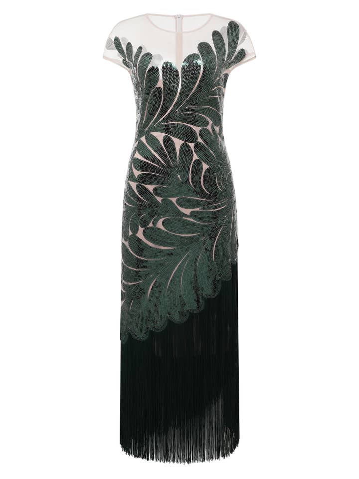 BABEYOND - Wholesale Gown - Women's - Captivating Fern Sequin Fringe Evening Gown