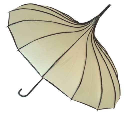 Boutique Ribbed Pagoda Umbrella in Beige - BCSRPBE for wholesale on Faire