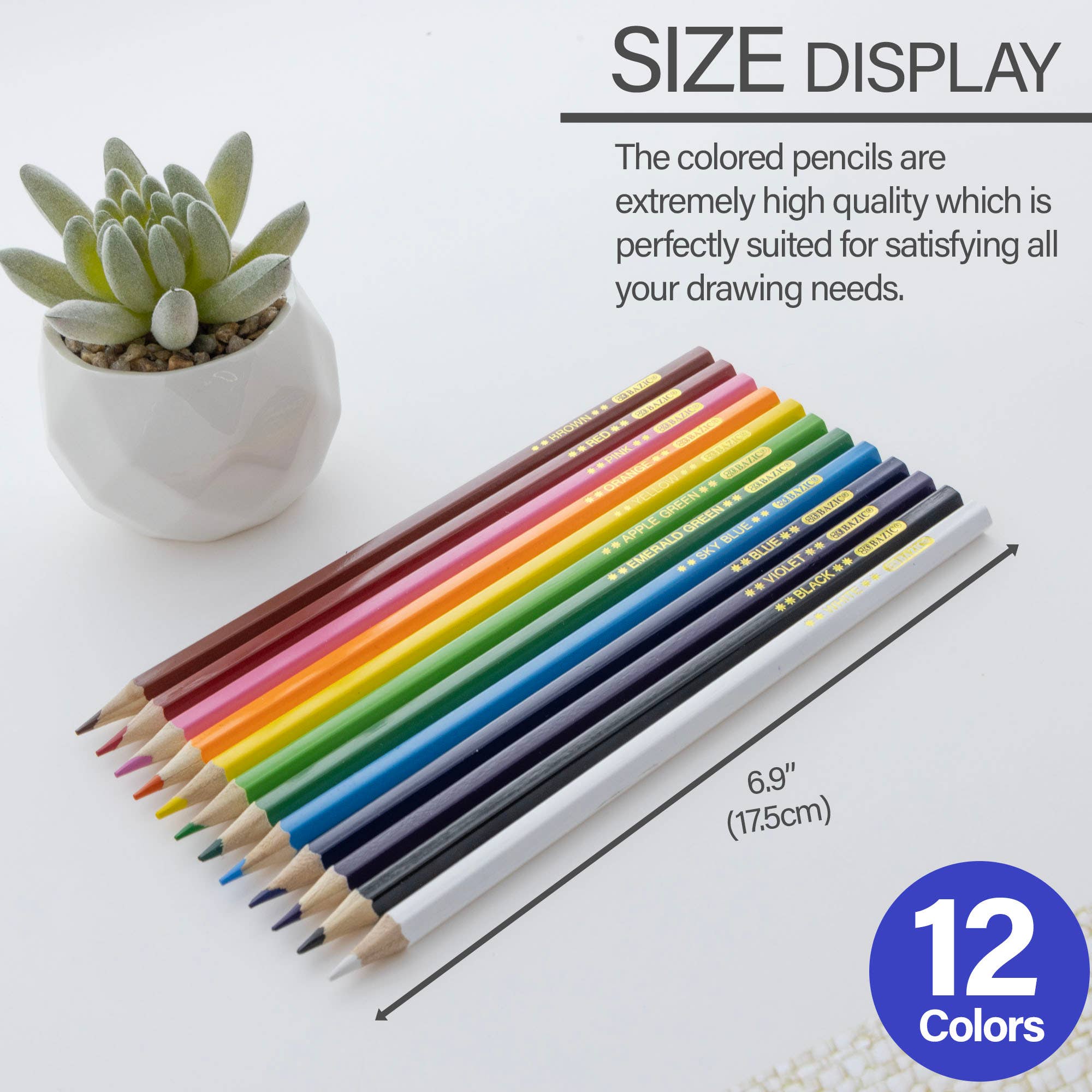 BAZIC Products - Wholesale Colored Pencil - Wood 12 Colored Pencils1