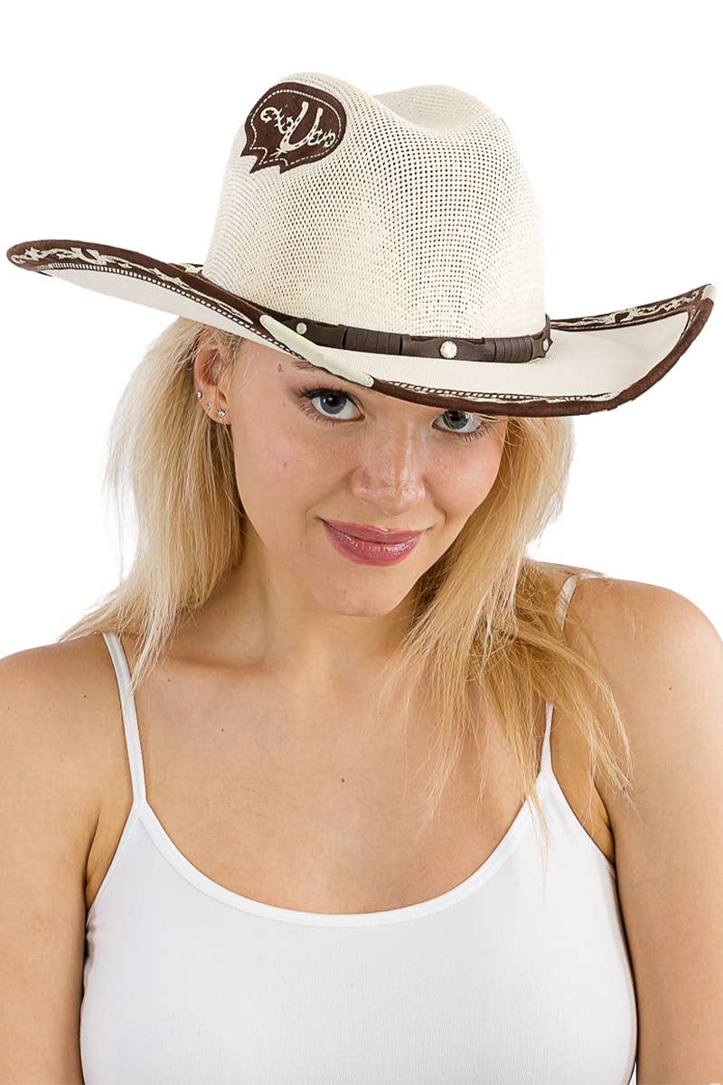 Cap Zone - Vendita all'ingrosso Cappello da cowboy - Donna - Cappello da cowboy Elite con base in avorio ventilato e bordo in pelle scamosciata sintetica12