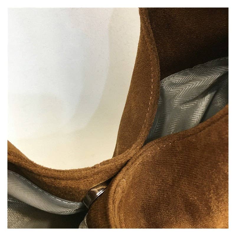 FurDecoration - Wholesale Shoulder Bag - Women's - Solid Color Studded Suede Shoulder Bag5