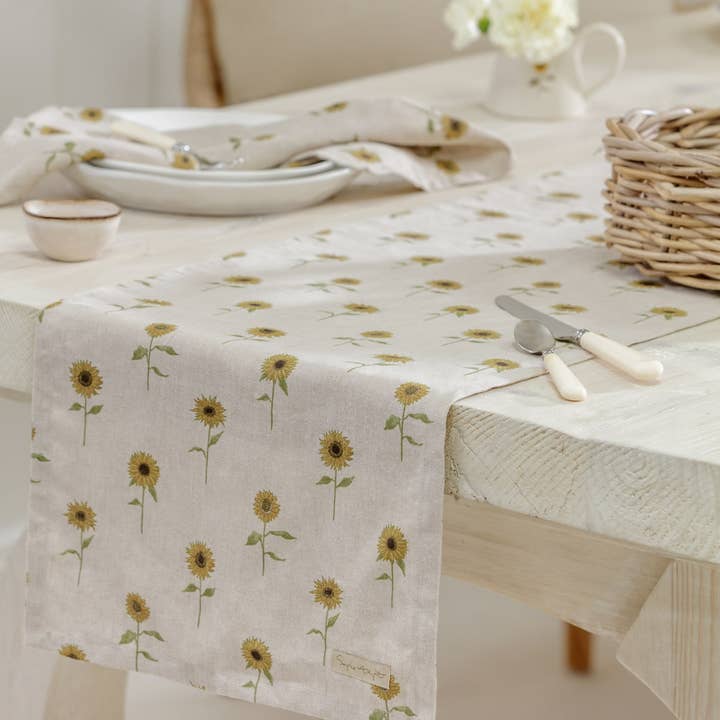 Sunflower Linen Table Runner for wholesale by Sophie Allport