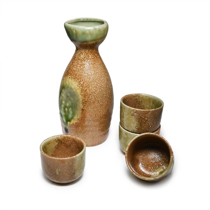 Japanese Sake Set – Beige Rustic Glaze (10 oz) for wholesale by Fuji Merchandise Corporation