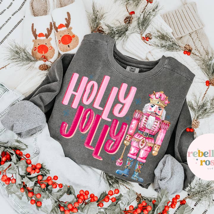 Holly Jolly Nøddeknækker Jule Grafisk Sweatshirt for engroshandel hos Rebellious Rose LLC