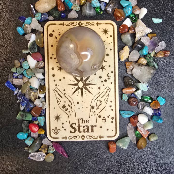 Eclectic Wallflower Boutique - Wholesale Spiritual Stone/Crystal - The Star Tarot Card Sphere Stand