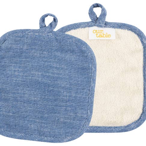 KAF Home - Wholesale Oven Mitt/Pot Holder - Strada Set of 2 Chambray Pot Holders - 8" x 8"2