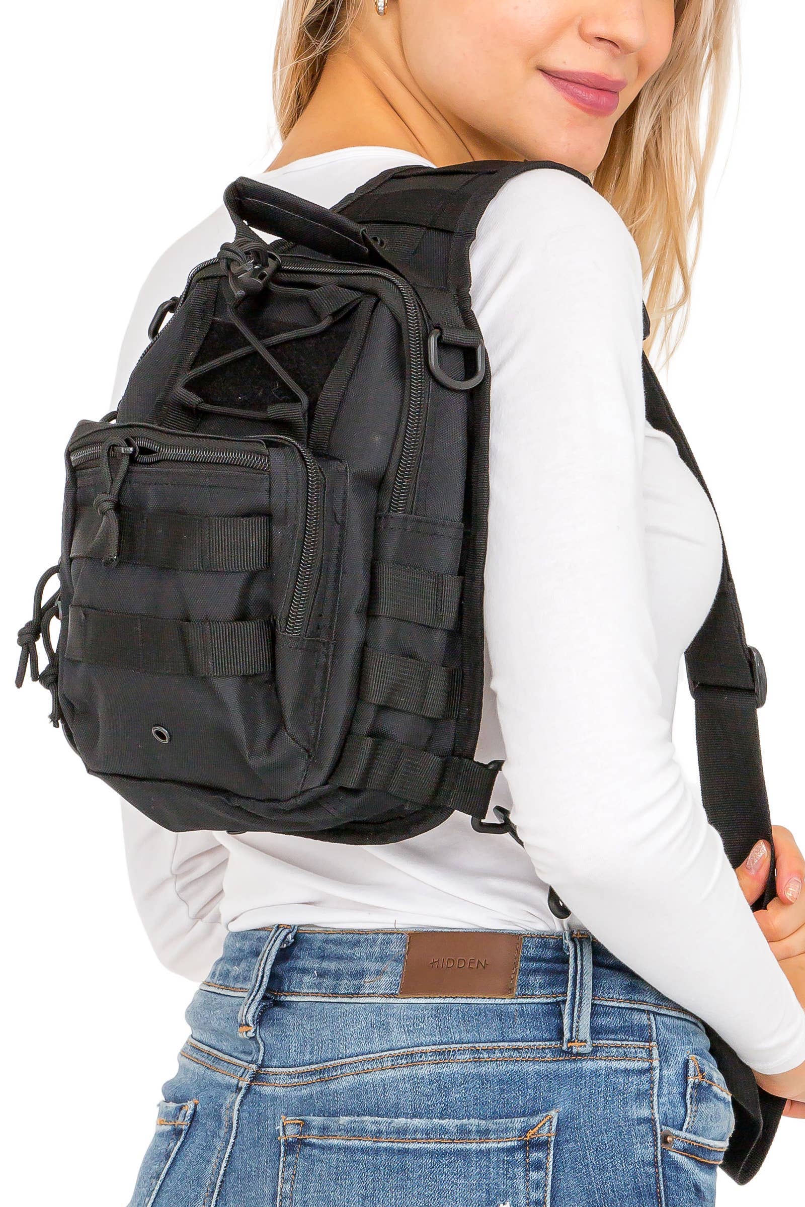 Cap Zone - Wholesale Crossbody Bag - Women's - Solid Tactical Utility Heavy Duty Durable Poly Sling Bag2
