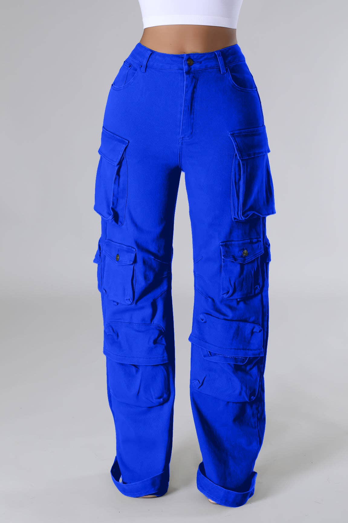 5besties inc - Wholesale Broek - Dames - DENIM CARGOBROEK MET MEERDERE ZAKKEN VOOR.11