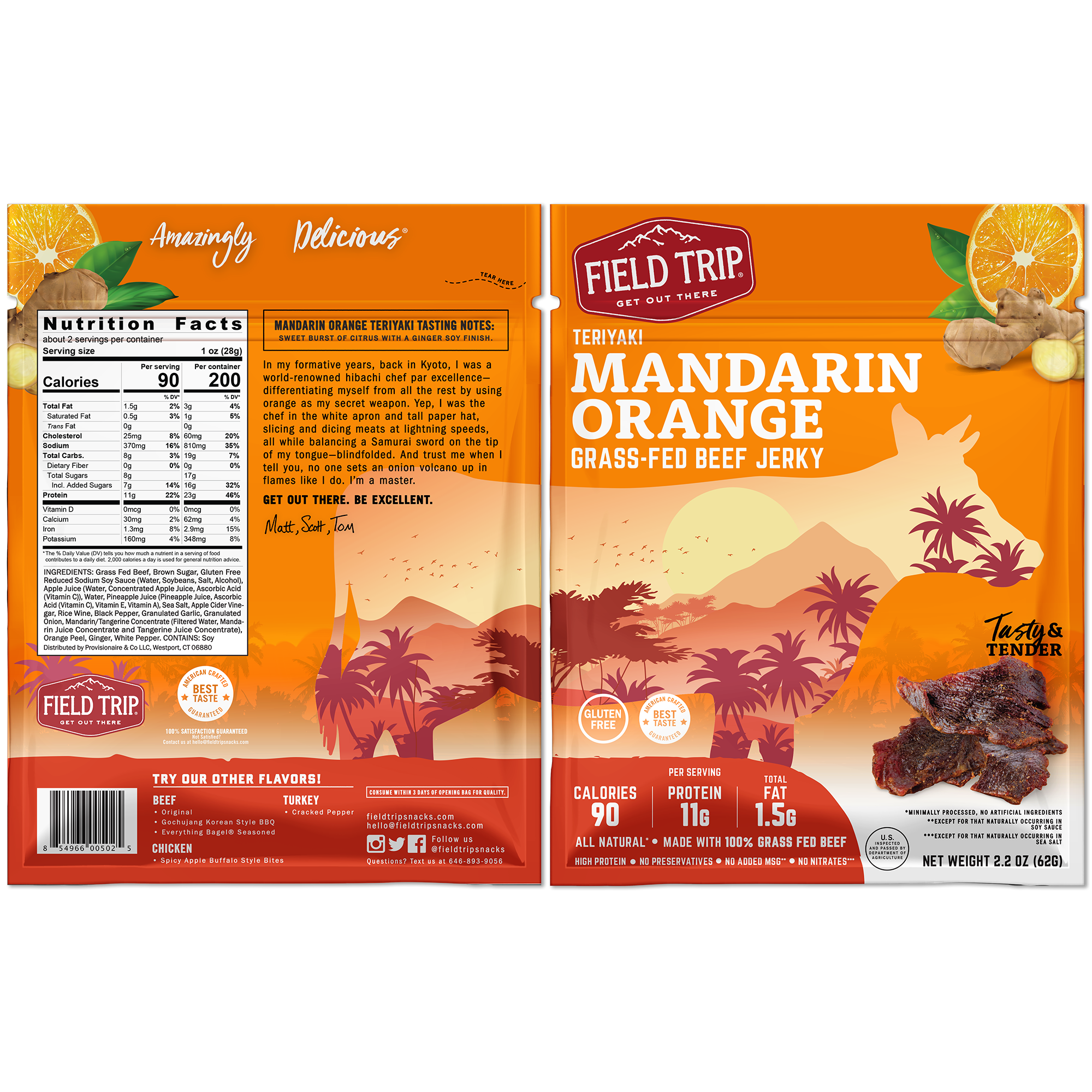 FIELD TRIP - Wholesale Jerky - Mandarin Orange Teriyaki Beef Jerky (2.2oz)1