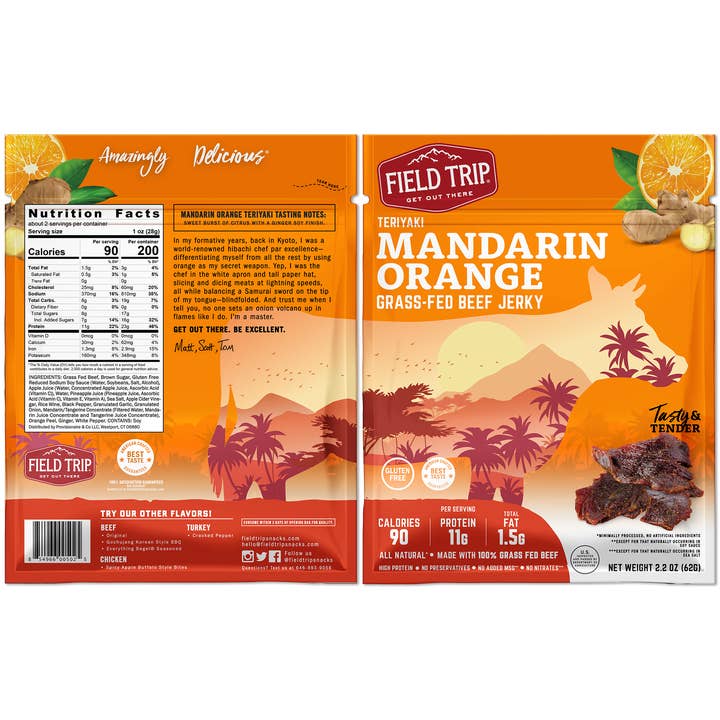 FIELD TRIP - Vente Viande séchée - Mandarine Orange Teriyaki Boeuf Jerky (2,2 oz)1