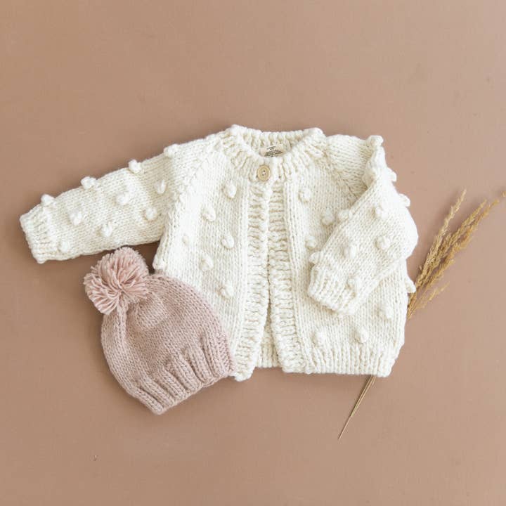 The Blueberry Hill - Venta al por mayor Cárdigan - Niños - Cárdigan de Palomitas, Suéter de Bebé Crema Ropa Infantil Otoño