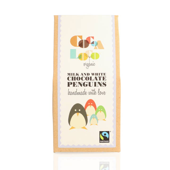 Cocoa Loco - Vendita all'ingrosso Cioccolato - Pinguini al latte/cioccolato bianco — 110g1