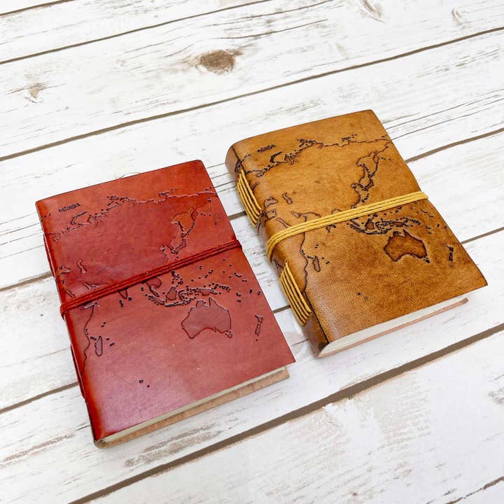 Soothi | Containers Of Creativity - Wholesale Journal/Diary - World Map 7x5 Handmade Leather Journal7