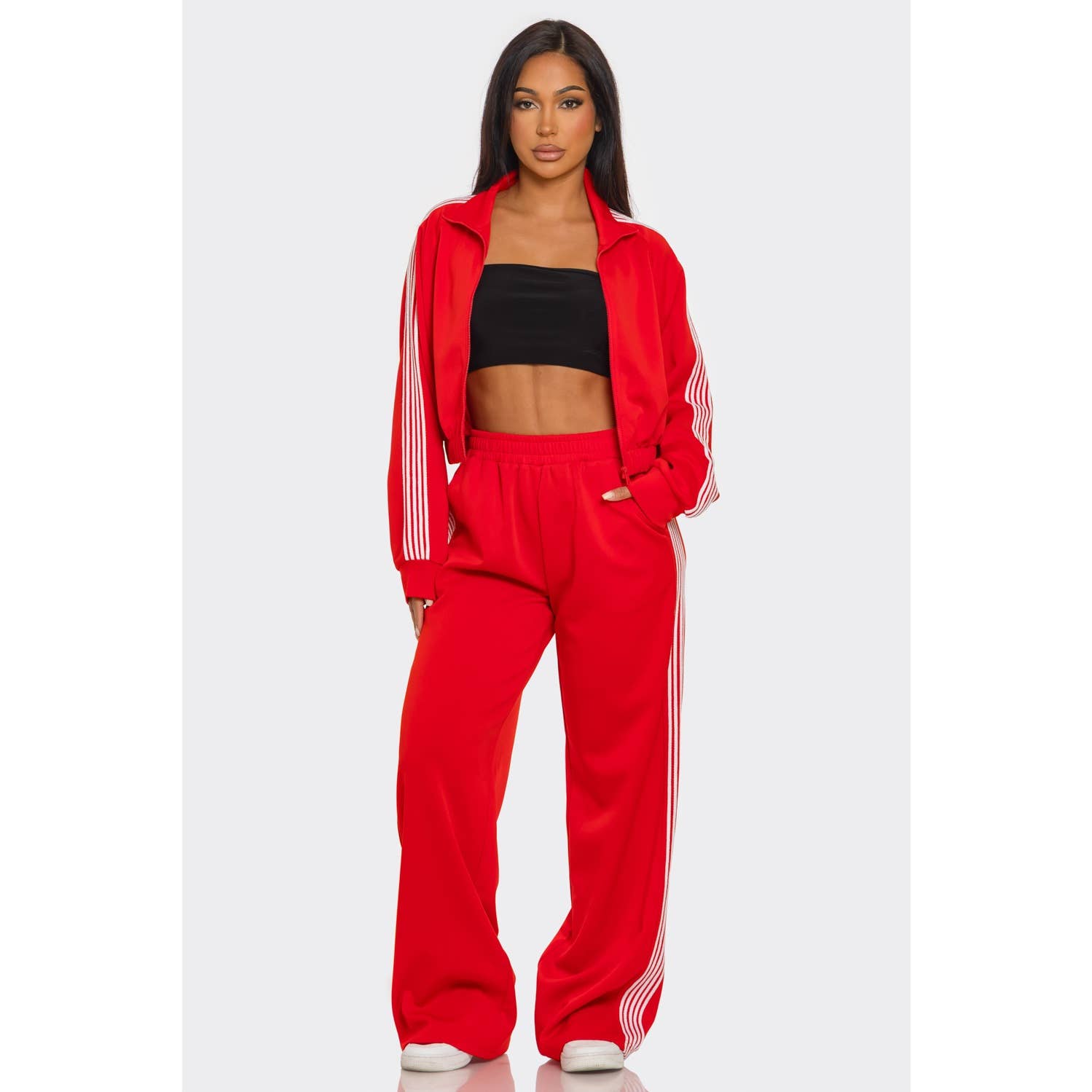 Style Up – wholesale Activewear set – Women′s – Side Striped Jacket and Track Pants Set5