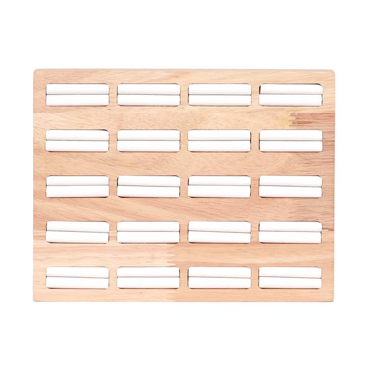 WJW - Wholesale Jewelry Stand & Display - Natural Wood & Leather 20 Unit Slotted Ring Display0