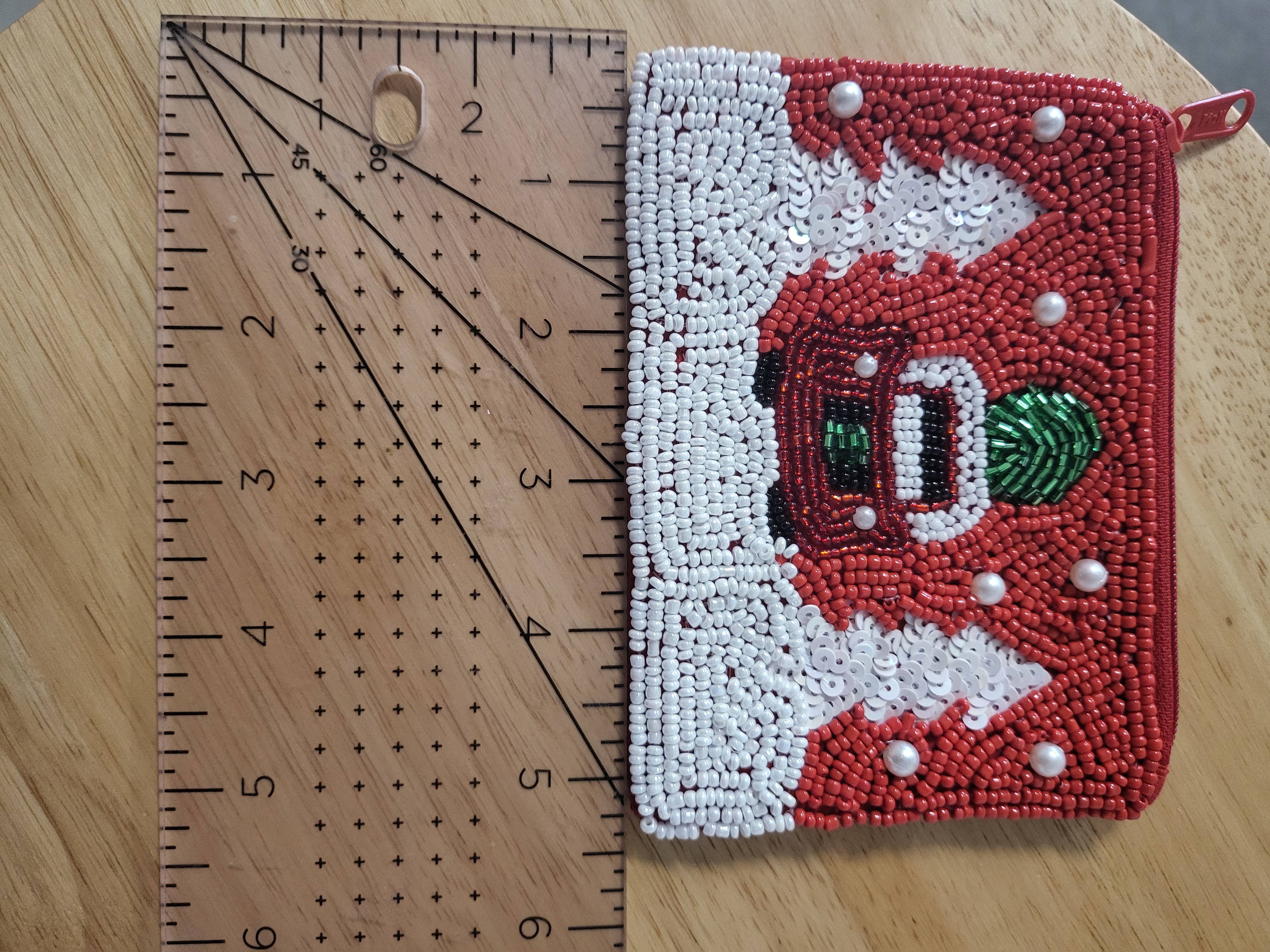 The Candy Collections - Venta al por mayor Monedero - Mujer - Bolsa de monedas Seed Bead, cristal de Navidad, cara sonriente, hola1