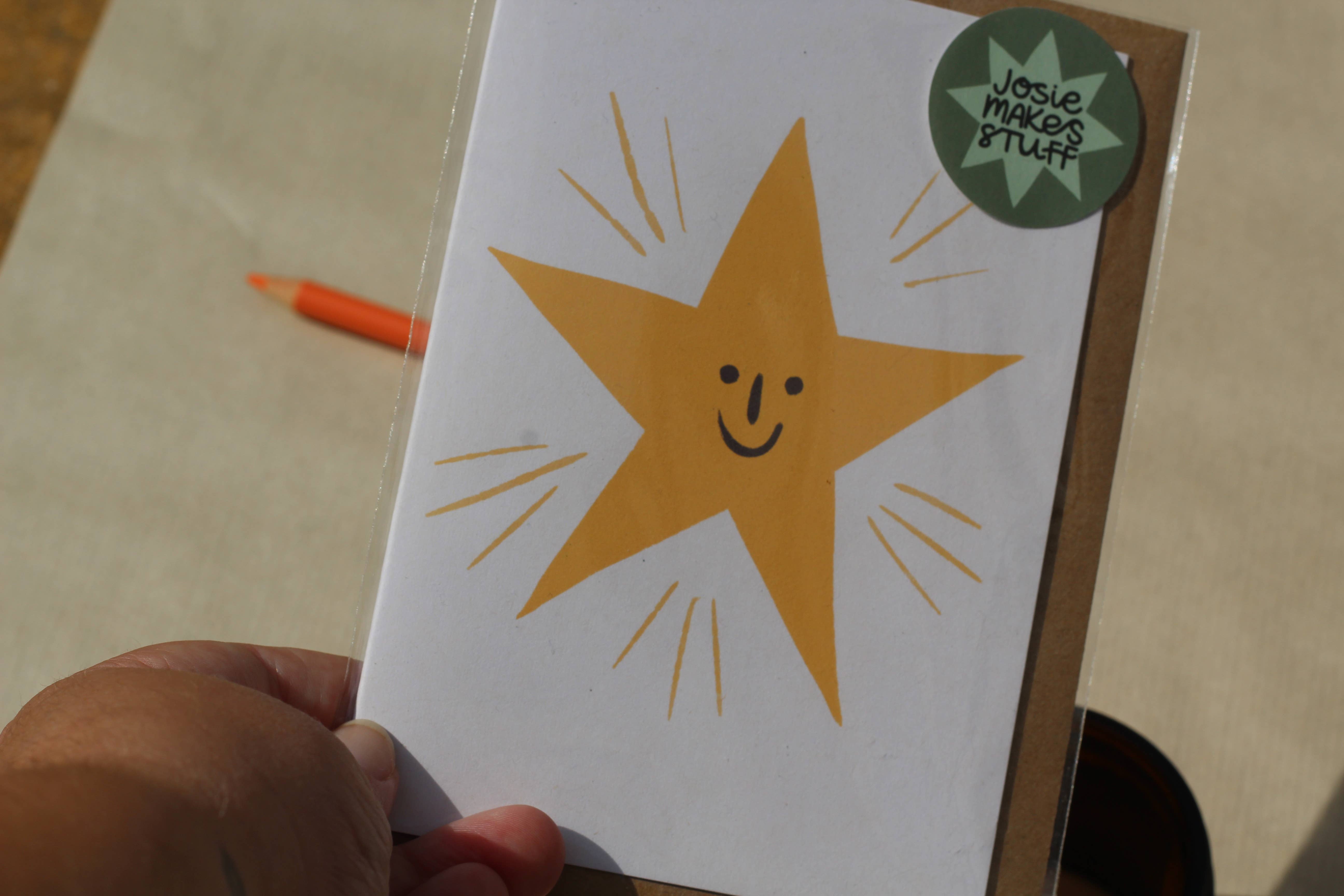 Josie Makes Stuff - Wholesale Everyday Greeting Card - Star - Friendly Smile art card2