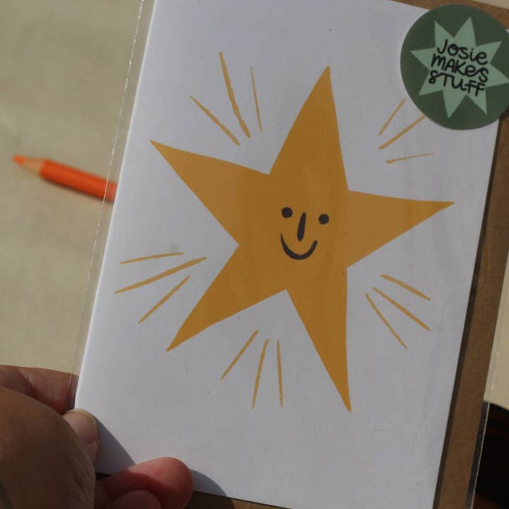 Josie Makes Stuff - Wholesale Everyday Greeting Card - Star - Friendly Smile art card2