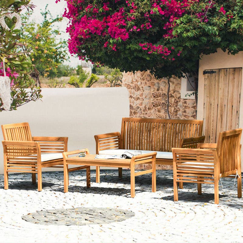 ShipItFurniture - Wholesale Patio Set - 4 Piece Acacia Wood Outdoor Sofa Set With Cushions1