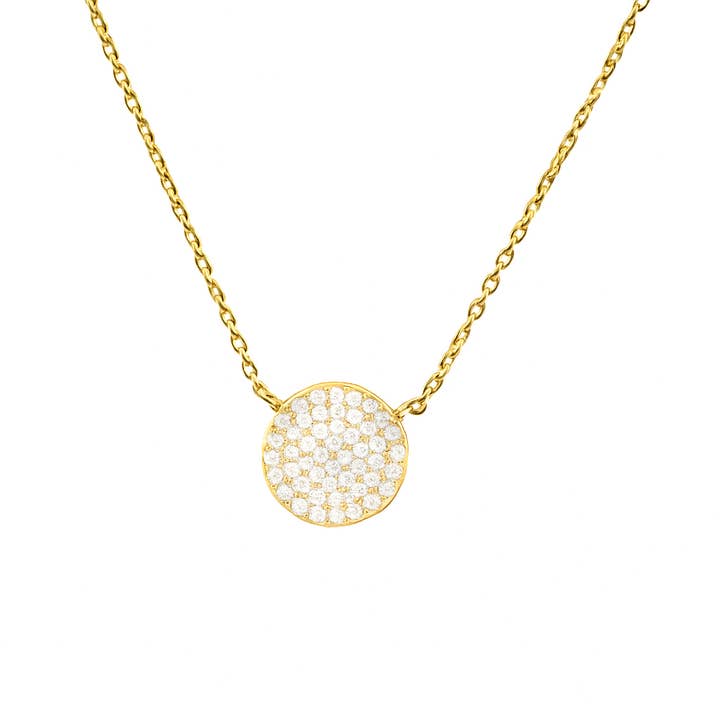 Collana pavé placcata in oro in argento 925 – ciondolo rotondo per la vendita all'ingrosso da parte di Impala