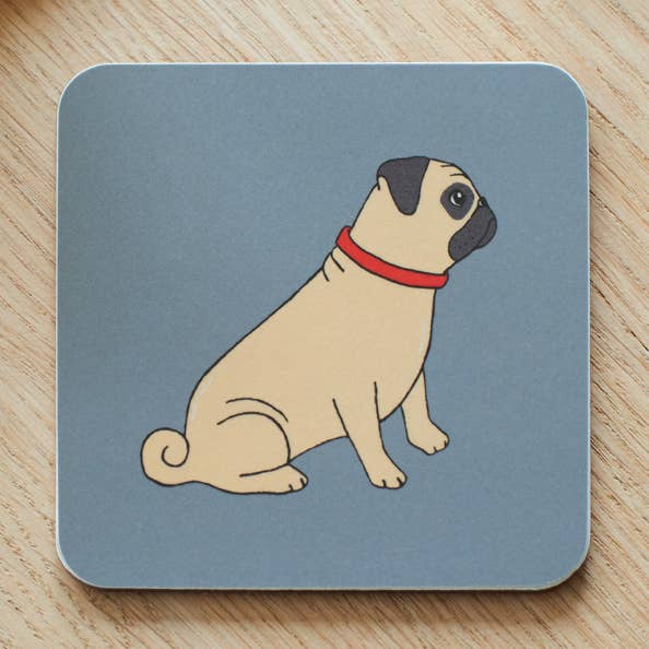 Coaster - Pug for wholesale by Sweet William Designs