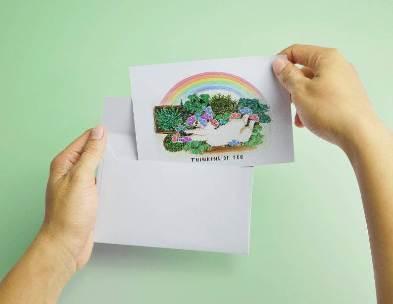 Liyana Studio - Wholesale Sympathy Card - Garden Rainbow Cat - Sympathy Card3