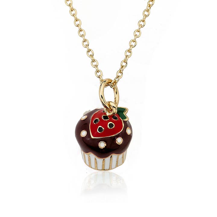 Strawberry Cupcake Pendant Necklace for wholesale by Little Miss Twin Stars