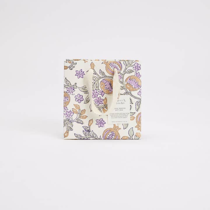 Paper Mirchi - Wholesale Gift Bag - Hand Block Printed Gift Bags (Small) - Lavender