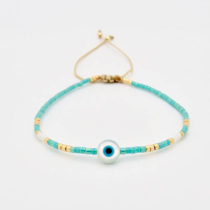 Evil Eye Dainty Miyuki Bracelet - New Colors for wholesale by Rosamariposa