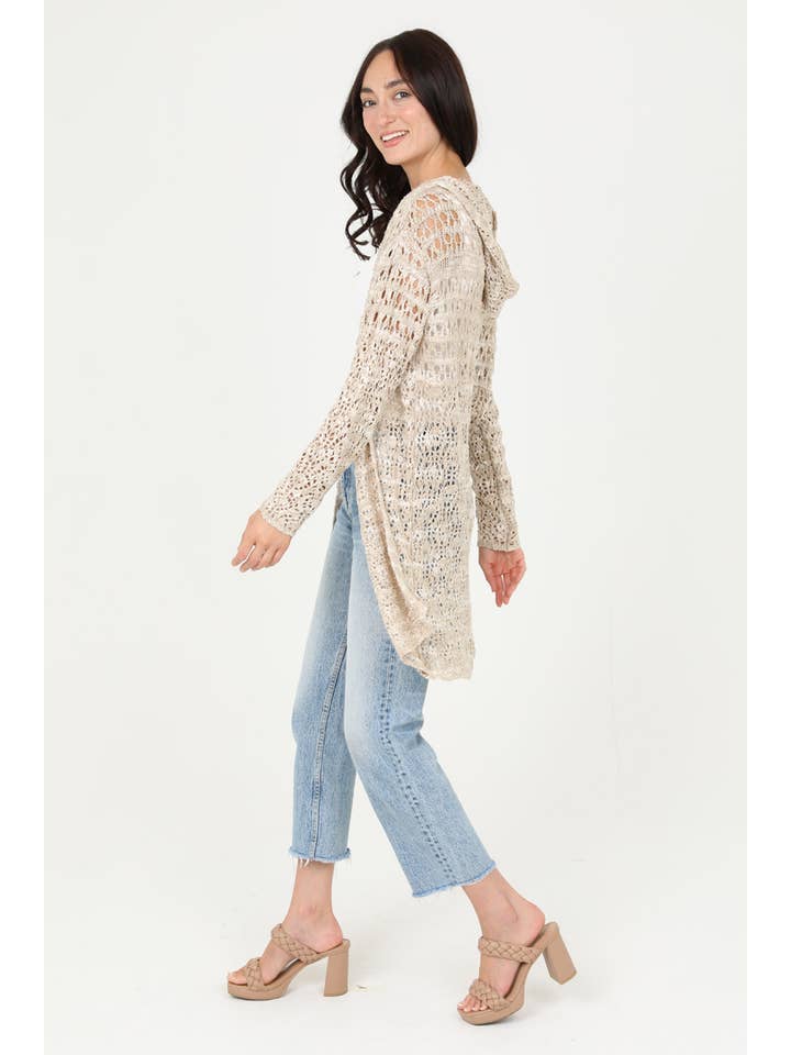 ANGIE - Wholesale Cardigan - Women's - XHN02-ASIS HOODED CARDIGAN SWEATER