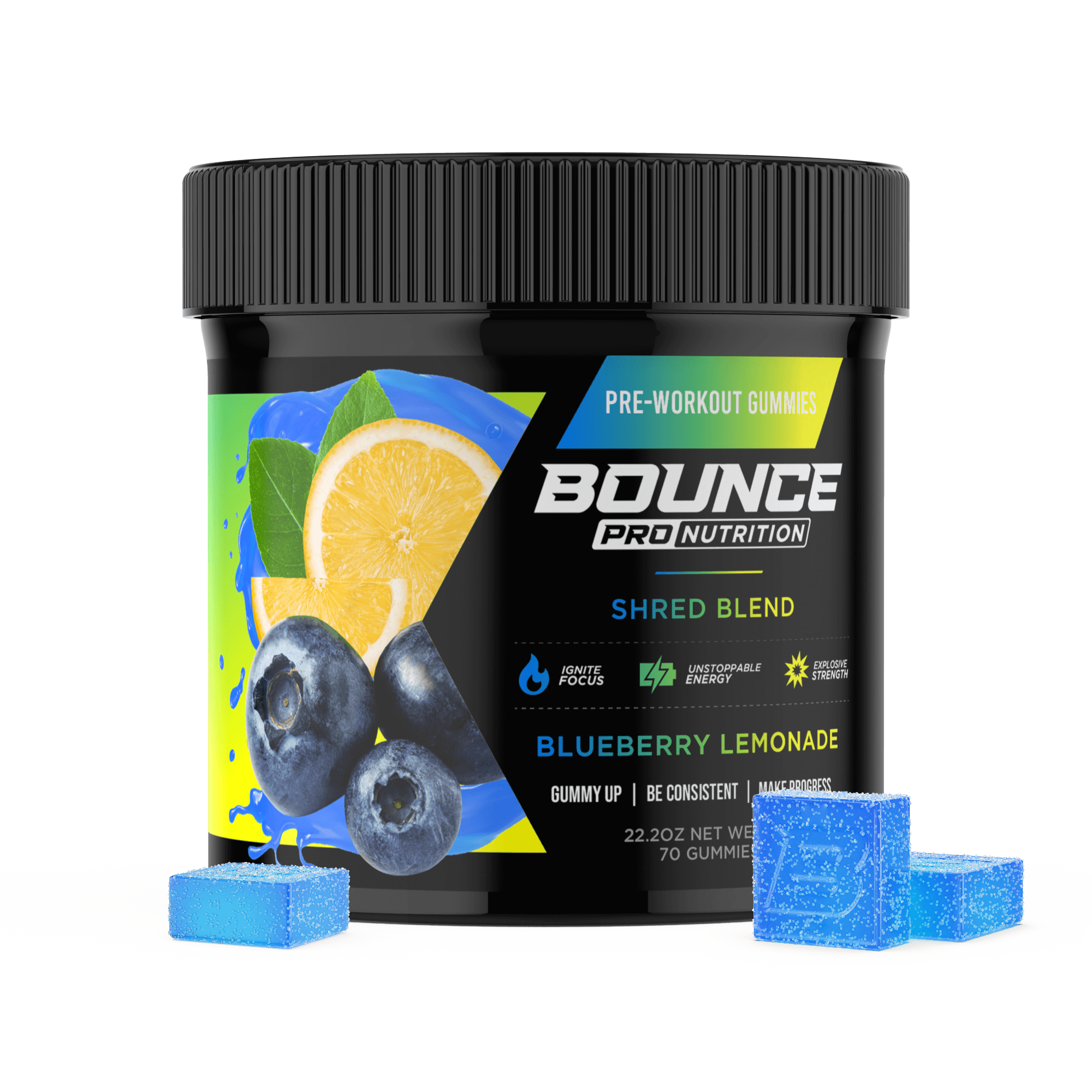 Bounce Nutrition – wholesale Oral supplement/vitamin – Pre-Workout Gummies - Blueberry Lemonade - Shred Blend V28
