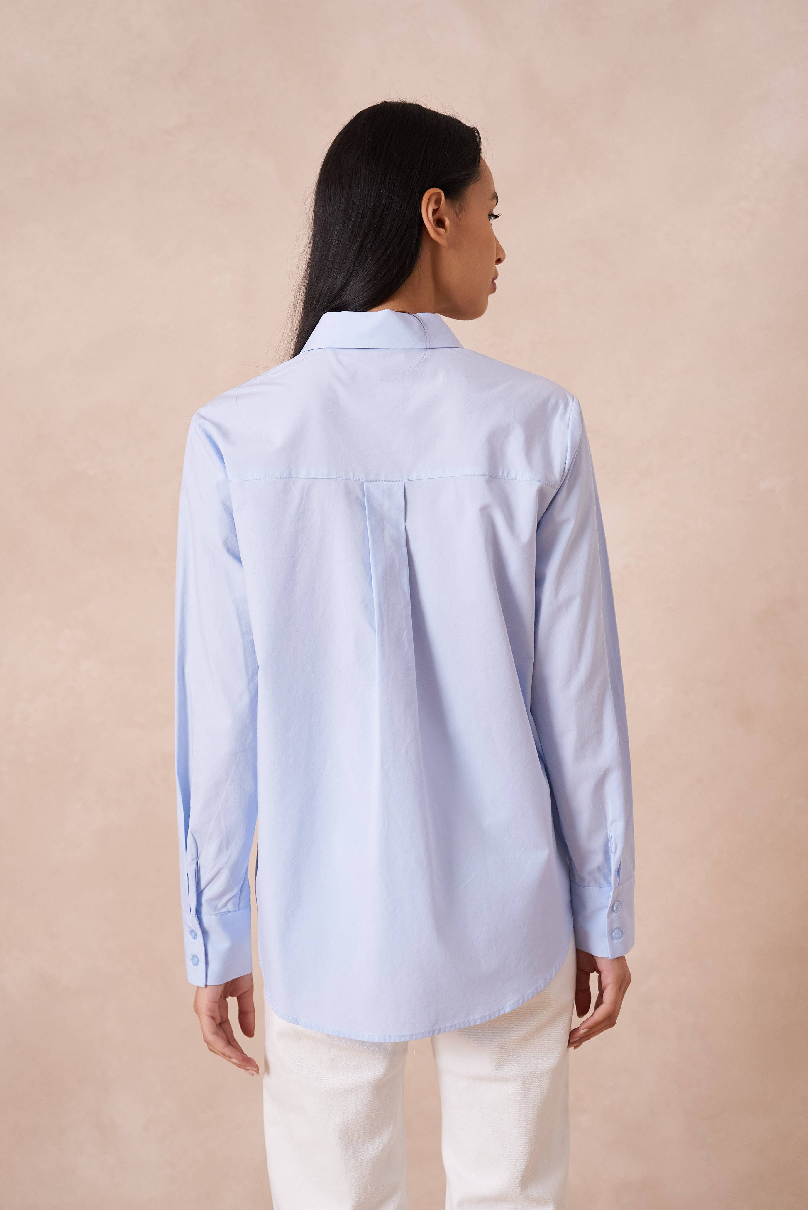 Attentif Paris - Wholesale Button Down Shirt - Women's - Plain cotton shirt with lapel collar10
