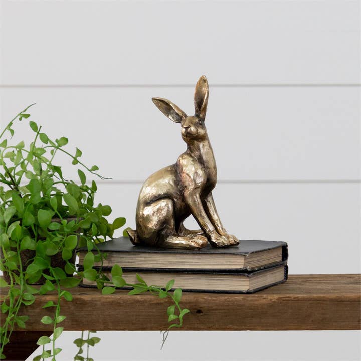 Audrey's Home & Gift - Wholesale Decorative Figurine - Sitting Brass Tone Rabbit (Pk/02)1