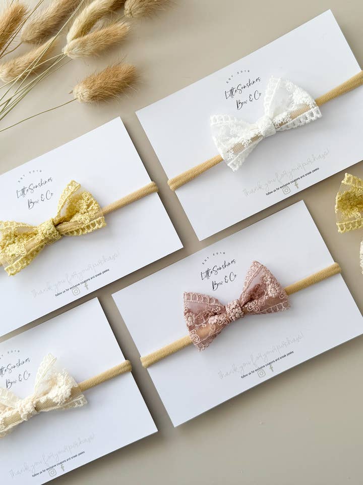 Lace Hair Bow for wholesale by Little Sunshines Bow & Co
