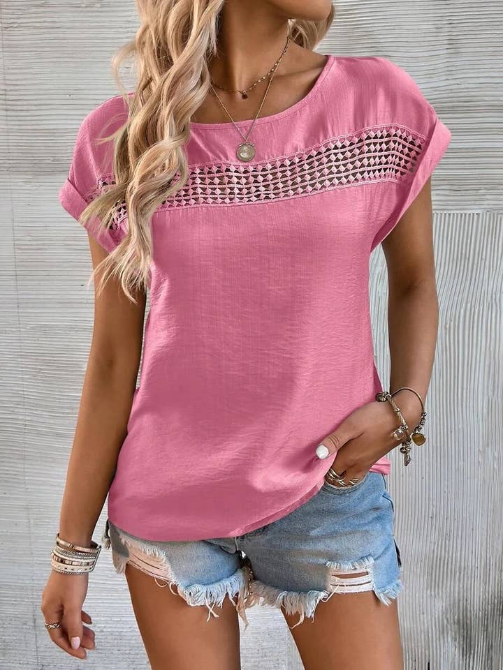 Summer lace t-shirt top for wholesale by Rosa Clothing