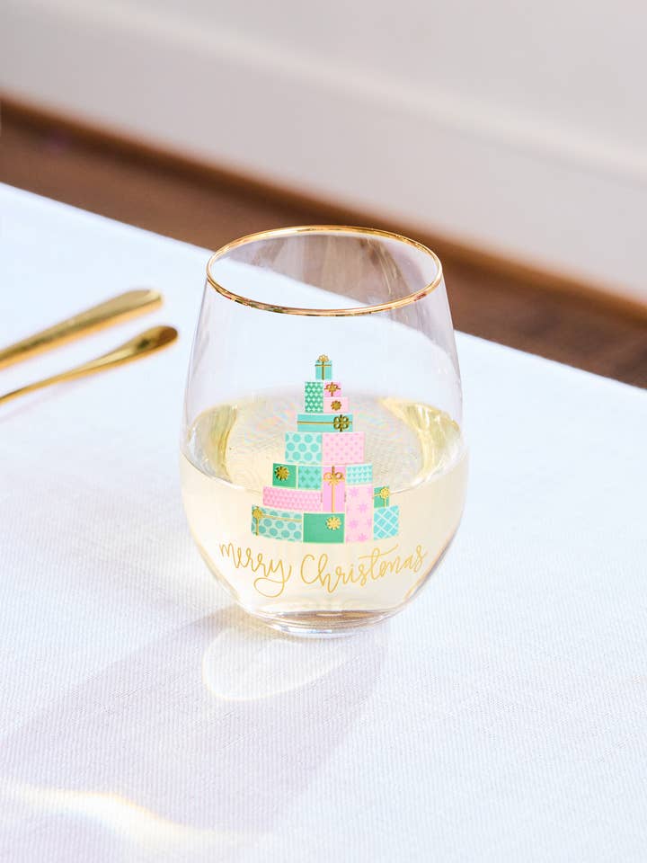 Stemless Wine Glass Present Tree for wholesale by Mary Square