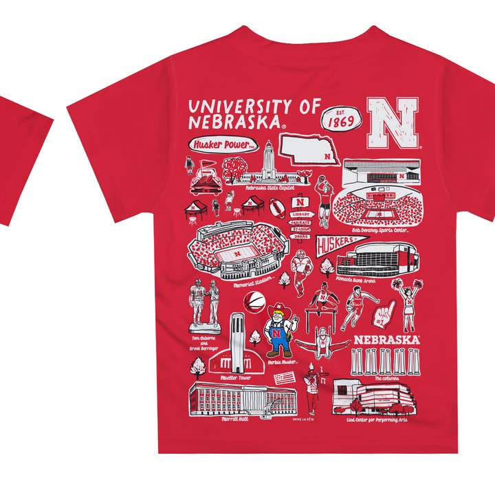 Vive La Fete - Wholesale Screen Printed T-Shirt - Kids - Nebraska Huskers Hand Sketched Impressions Boys T-Shirt1