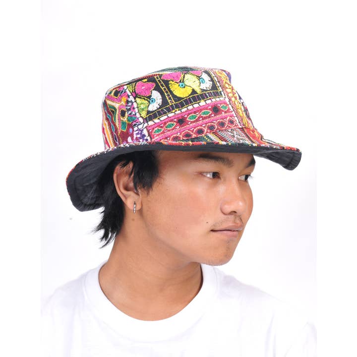 The Collection Royal / Royal Handicrafts - Wholesale Bucket Hat - Women's - Hippie Boho Cotton Bohemian Faux Patch Unisex Bucket Hat1