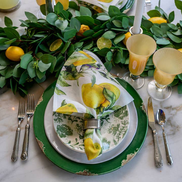 Arte Italica & Crown Linen Designs - Vente Assiette de présentation - Chargeur Scavo Vert3