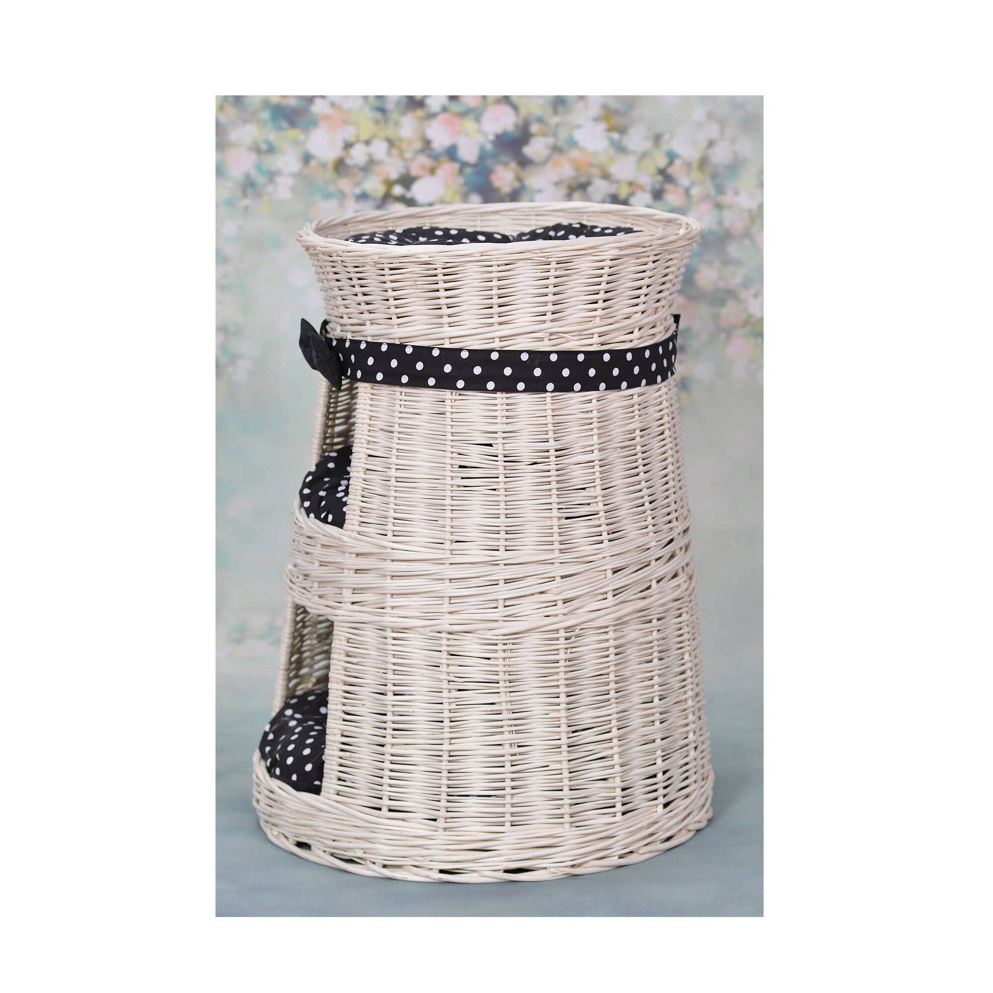 The Wicker Stories - Wholesale Pet Bed - Cat/Dog - Wicker Round Pet House, Whitewashed Pet Bed, Natural6