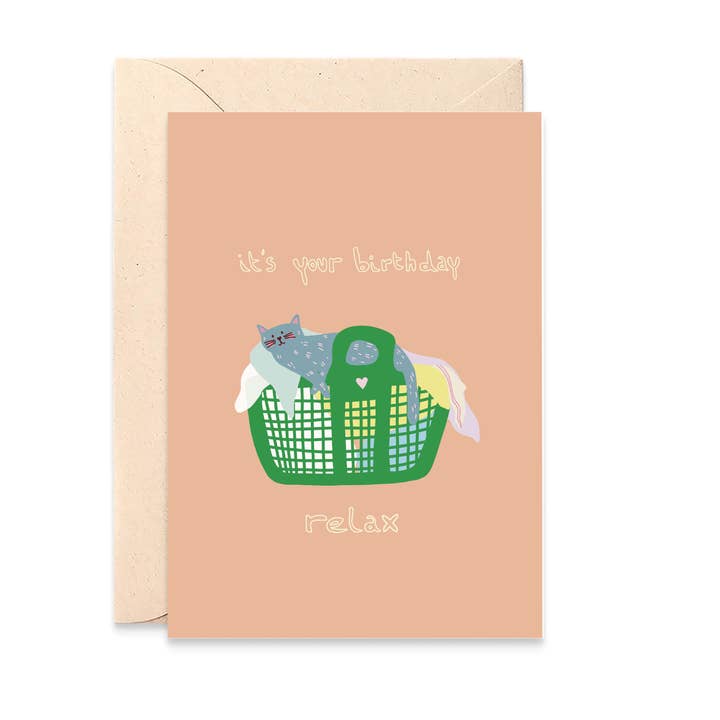 Kaart 'Kat op de was' verjaardagskaart voor wholesale door beeb