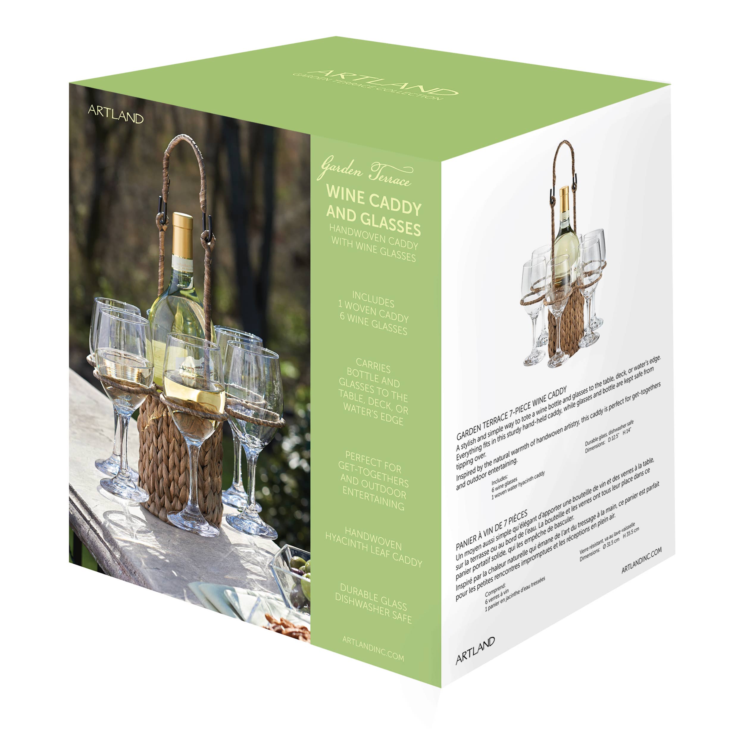 Artland - Wholesale Wine Tote - Garden Terrace Wine Tote with 6 Wine Glasses 14oz2