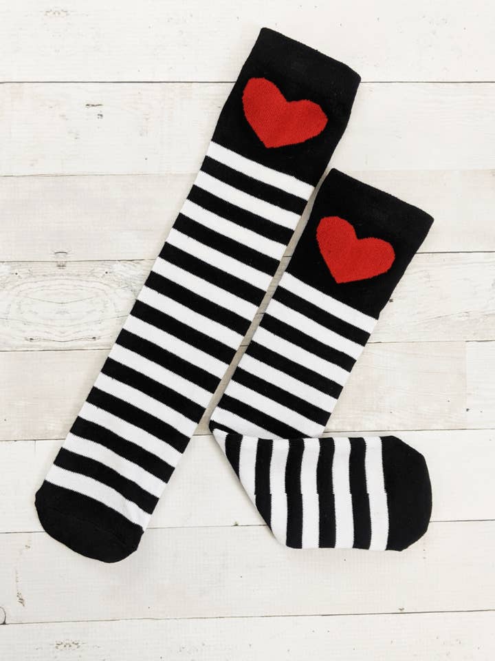 The Hair Bow Company - Wholesale Socks - Kids - Red Heart Black Stripe Tube Socks